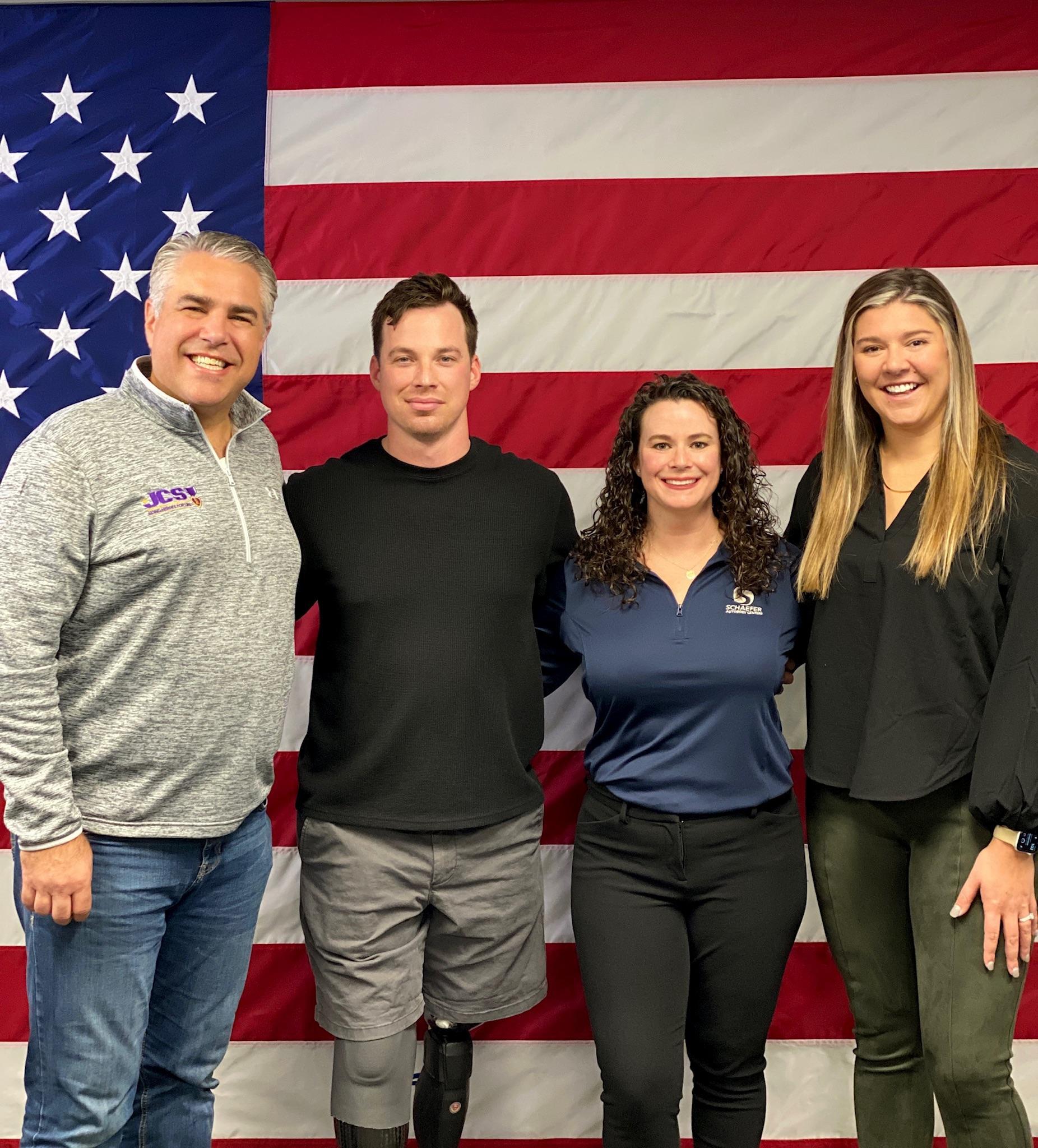 picture | Schaefer Autobody Centers Veterans, members of JCS and a Schaefer Autobody employee post after their on-air segment.